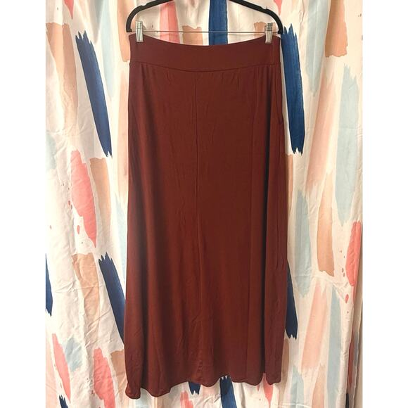 NWOT Zenana Outfitters Burgundy Brick Red Drawstring Maxi Skirt Size 1X - Picture 7 of 12